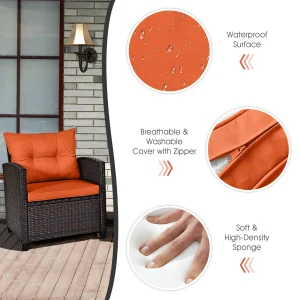 3 PCS Patio Rattan Furniture Set - Thumbnail Image 3