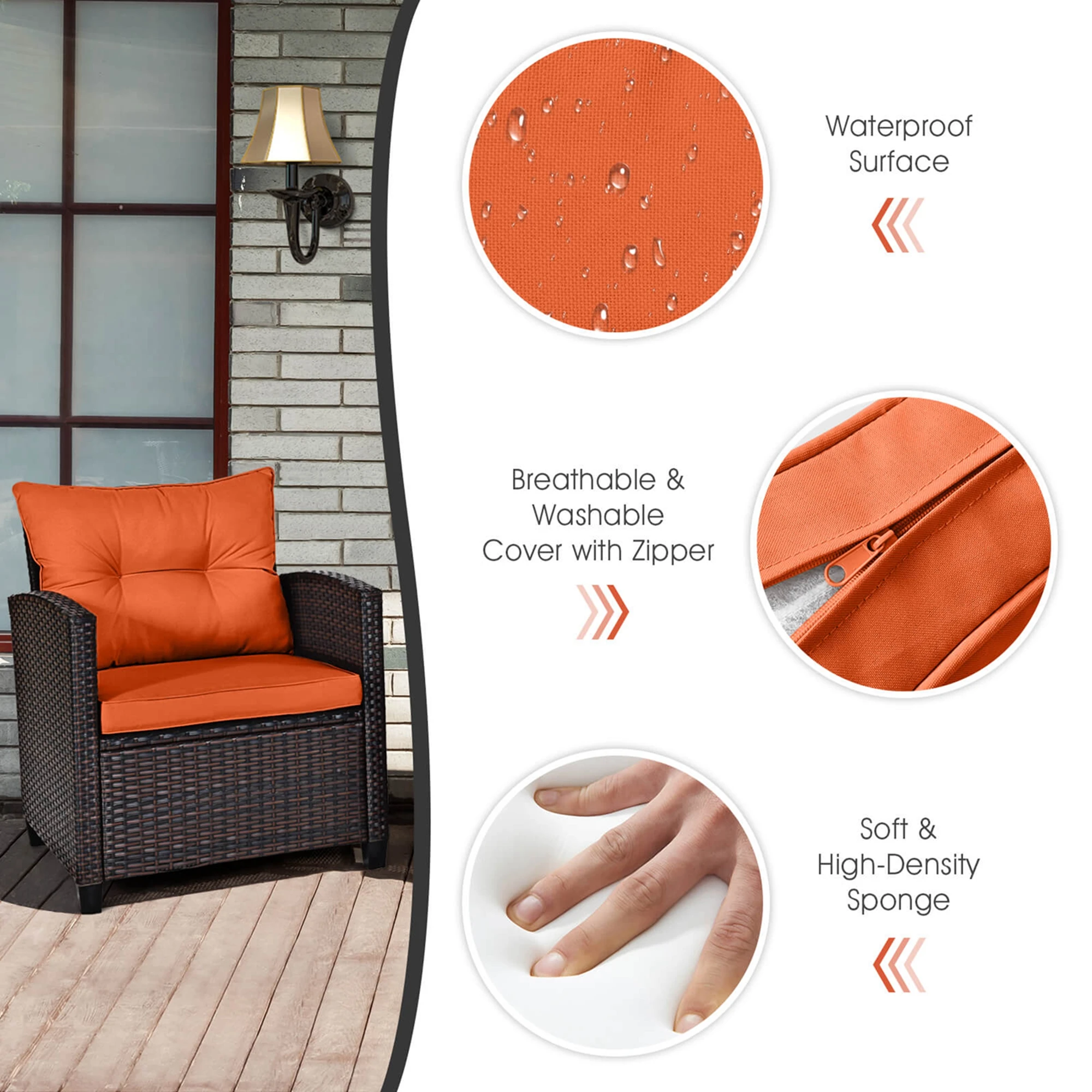 3 PCS Patio Rattan Furniture Set - Image 3