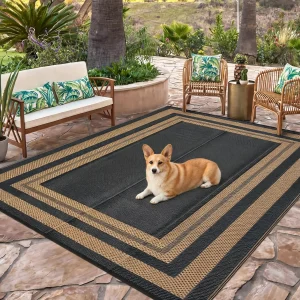 8x10ft Outdoor Rug  Waterproof Reversible