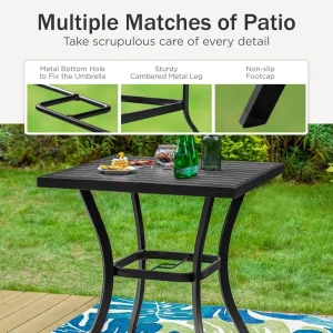 5 Piece Outdoor Patio Bar Bistro Table and Swivel Bar Stools - Thumbnail Image 3