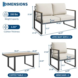 Modern 4-Piece Patio Furniture Set - Thumbnail Image 2