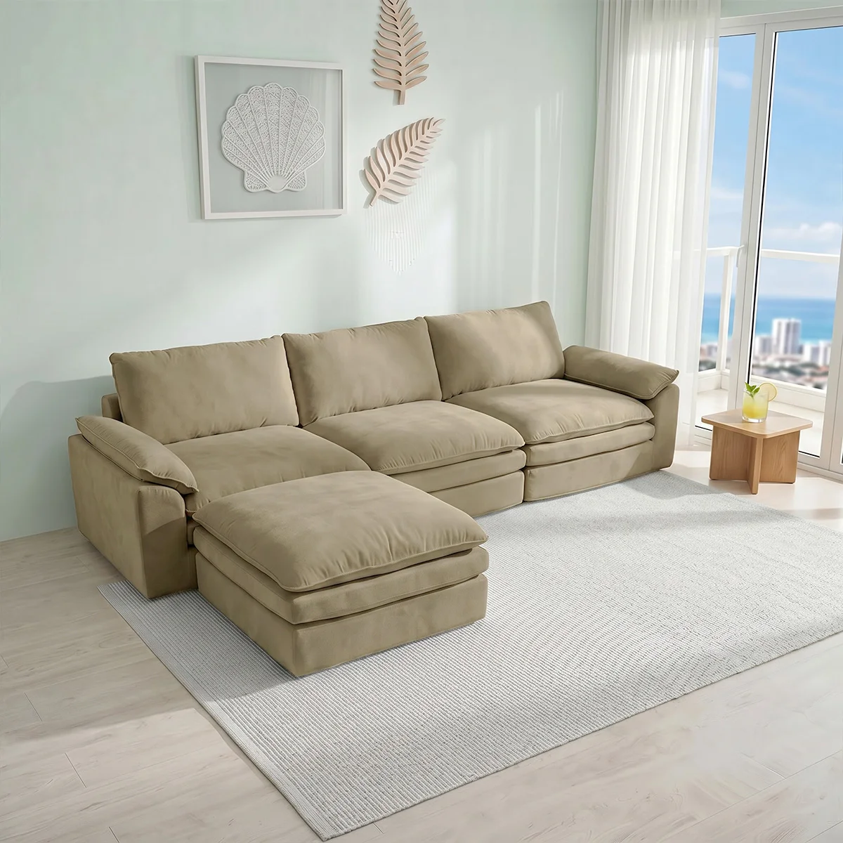 Summer Fresh Cream Style Modular Block Sofa, - Image 5